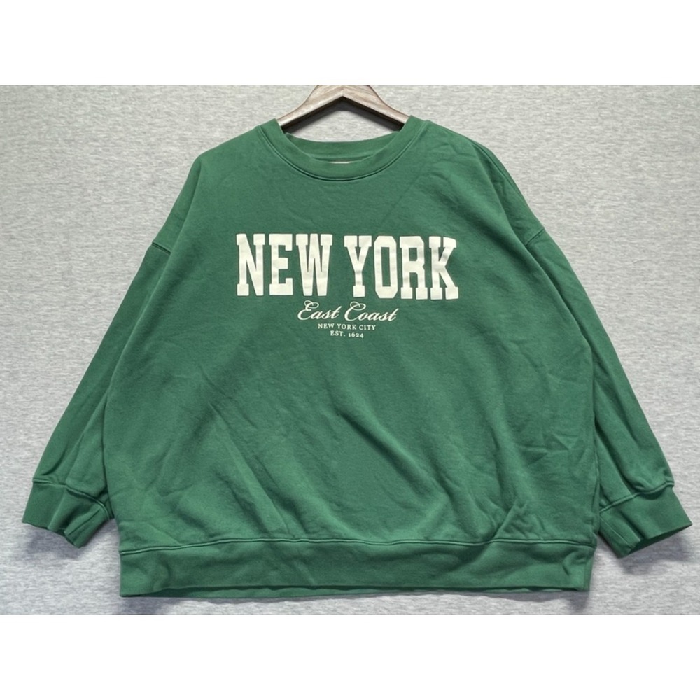 Old Navy SoComfy Oversized Tunic Sweatshirt Womens XL Green Graphic New York